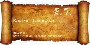 Radler Tavaszka névjegykártya